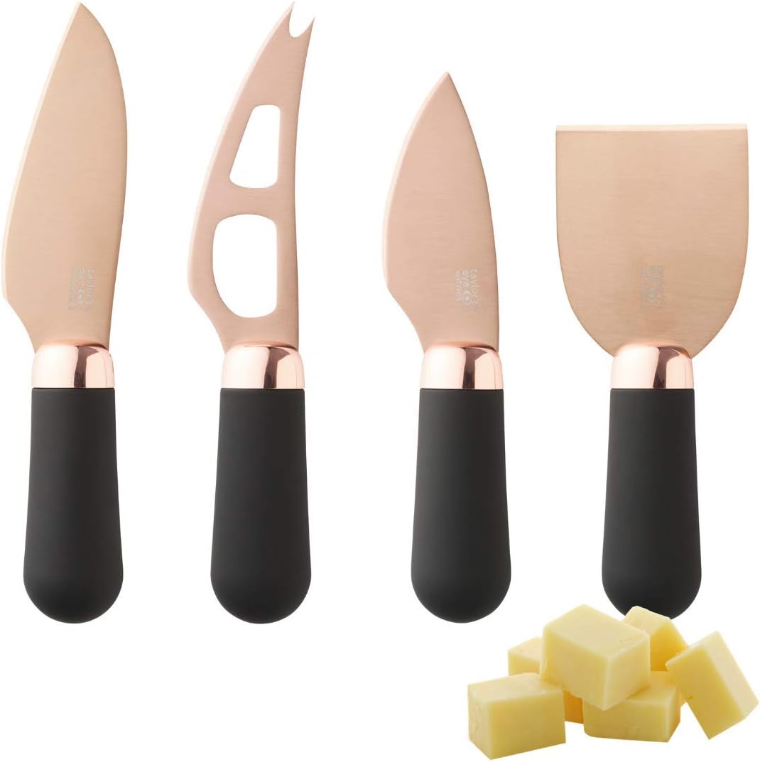 Taylors Eye Witness Brooklyn Rose Gold Four Piece Cheese Knife Set - Hard Plated Blades and Soft Grip Handles for Easy Control & Comfort. No Quibble . Great Knives