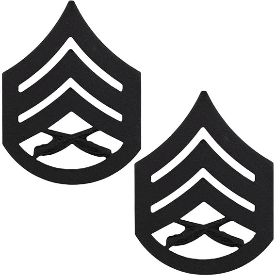 Marine Corps USMC Chevron Black Scratch Resistant SSGT Staff Sergeant E-6 Pair