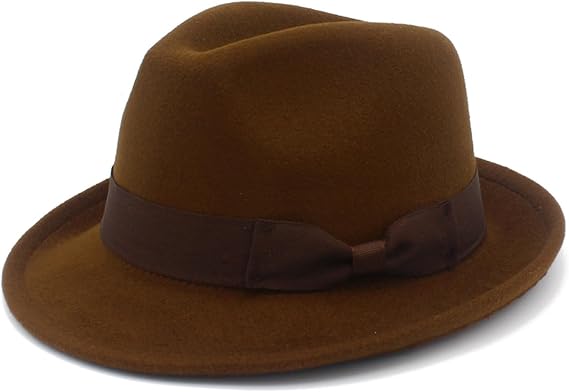 Fedora Hats for Men Women 1920s Short Brim Felt Trilby Hat