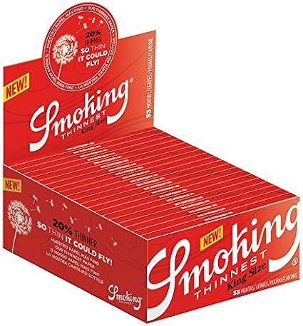 Smoking - "Thinnest" Edition King Slim Rolling Papers - 5 Booklets with 33 Leaves per Booklet (165 Total)