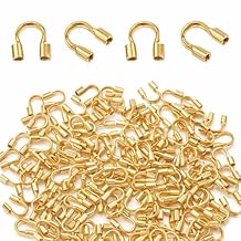 200 PCS Gold Wire Guards for Jewelry Making, Gold Wire Guardians Protectors, Stainless Steel U Shape Brass Wires Guard Loops Thread Protector for Earring Bracelet Necklace DIY Jewelry Making
