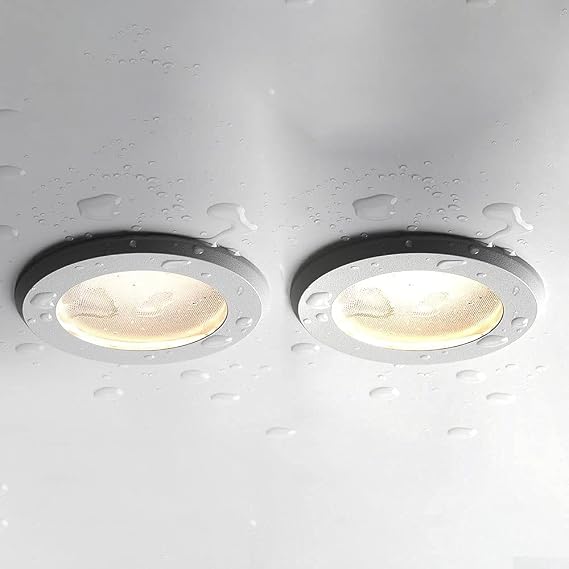 2pcs Ceiling Downlight Waterproof Flush Mount Ceiling Light, IP65 Recessed Ceiling Lamp, Kitchen Bathroom Ceiling Spotlight, Warm White 3000K Size: 5W-3000K