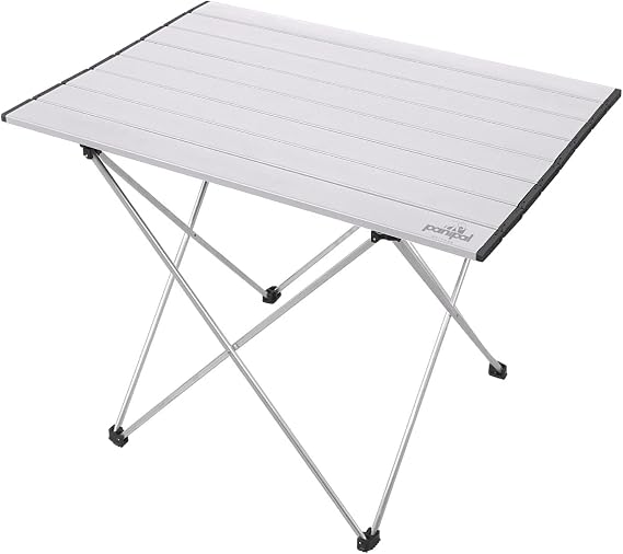 Alüminyum Katlanabilir Kamp ve Piknik Masası, 47x66x51 cm, 1840 gr, 18 kg Taşıma Kapasiteli, Omuz Askılı Taşıma Çantalı, Su Geçirmez Üst Yüzey, Hafif ve Dayanıklı, Türkiye Menşeili (Gri)