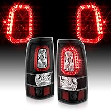 AmeriLite for 2003-2006 Chevy Silverado 1500 2500 3500 04-06 Sierra Clear Black LED Replacment Taillights Brake Lamp Set - Passenger and Driver Side