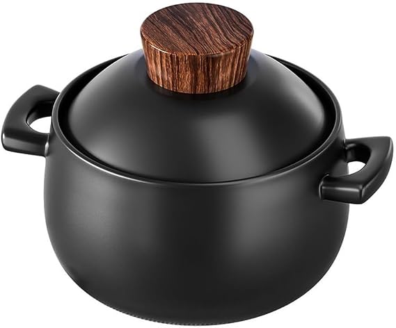 Clay Pot for Cooking,Ceramic Casserole,with Lid Ceramic Pot,Heat-Resistant Round Stew Soup Pot for Cook bibimbap, Soup, Rice, stew, Casserole,2.5L