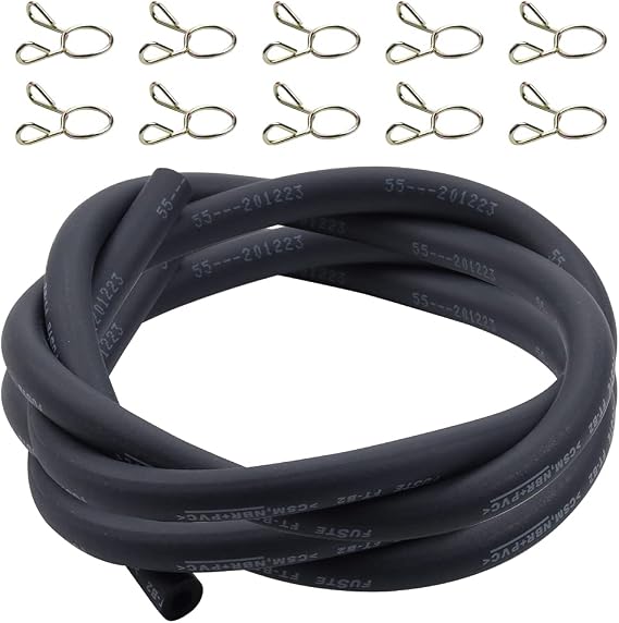 5.5mm Fuel Line Hose Gas Tube Fuel Hose 5 Feet with 10pcs Clamps