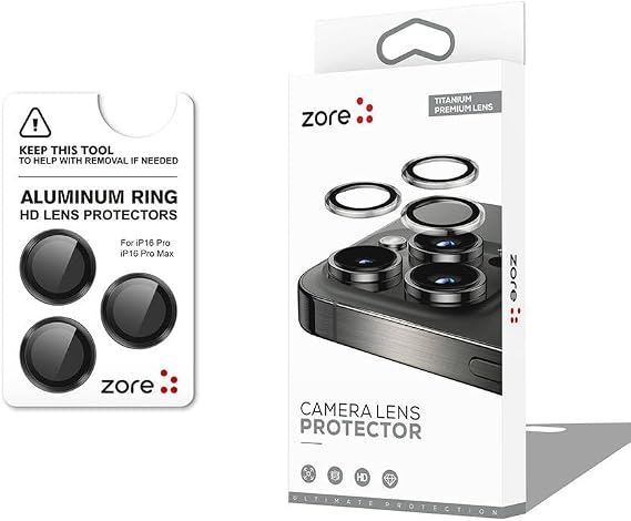 ZORE Apple İle Uyumlu iPhone 16 Pro iPhone 16 Pro Max CL-12 Premium Safir Parmak İzi Bırakmayan Anti-Reflective Kamera Lens Koruy Siyah
