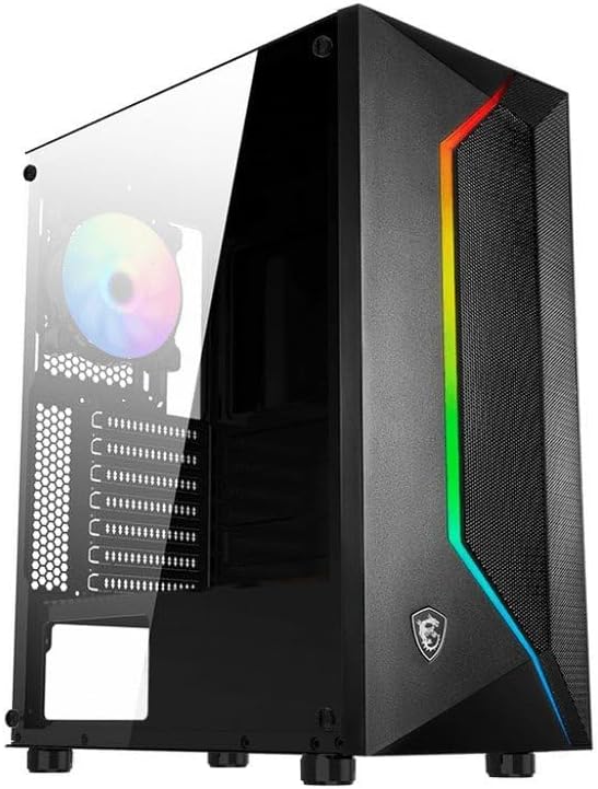 MSI Mid-Tower PC Gaming Case Tempered Glass Side Panel 1 x 120mm aRGB Fan 1 x 120mm Fan Liquid Cooling Support up to 240mm Radiator x 1 MAG Vampiric 100R