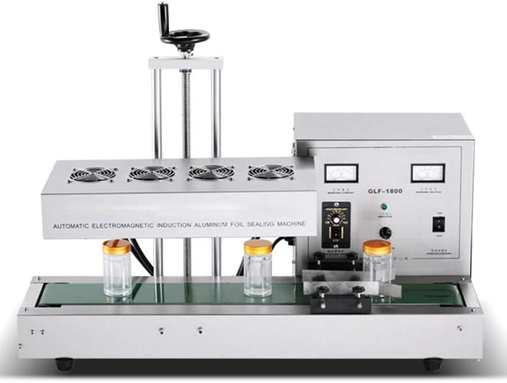 NEWTRY Continuous Electromagnetic Induction Bottle Cap Sealer 25-70mm Stainless Steel Automatic Heat Jar Sealing Machine for Plastic and Glass Bottles 110V US Plug, 25-70mm