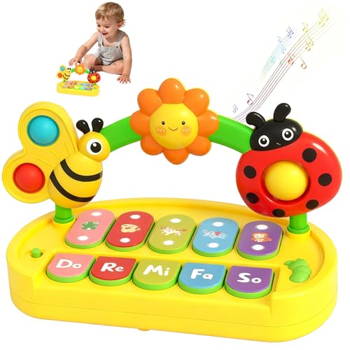 Musical Baby Piano Toy - Multifunctional Interactive Insect Piano Keyboard for 6 9 12 18 Month, STEM Educational Learning Toys for Boys Girls Age 3 4 5 6, Birthday Gift for Toddlers 1-3 Year