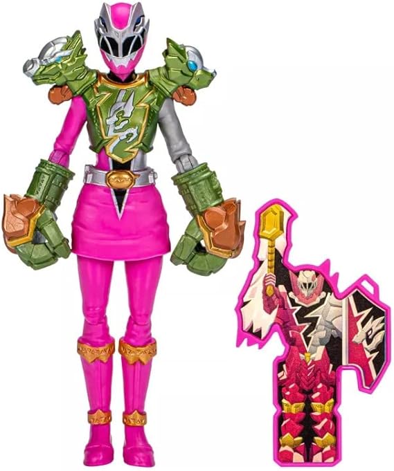 Power Rangers Dino Fury Smash Armor Pink Ranger 6-Inch Action Figure Toy Inspired by TV Show with Weapon Accessories for Ages 4 and Up