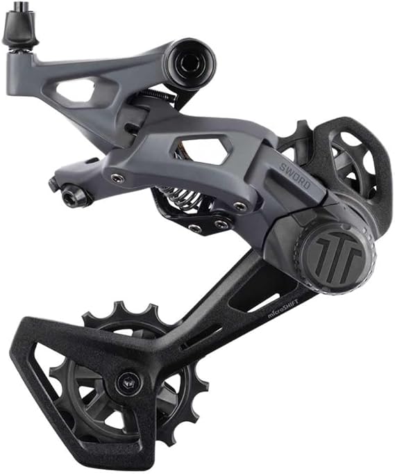 microSHIFT Sword Rear Derailleur - 10-Speed, Long Cage, Compatible with Sword 2X, Gray | Sword 2x, Gray