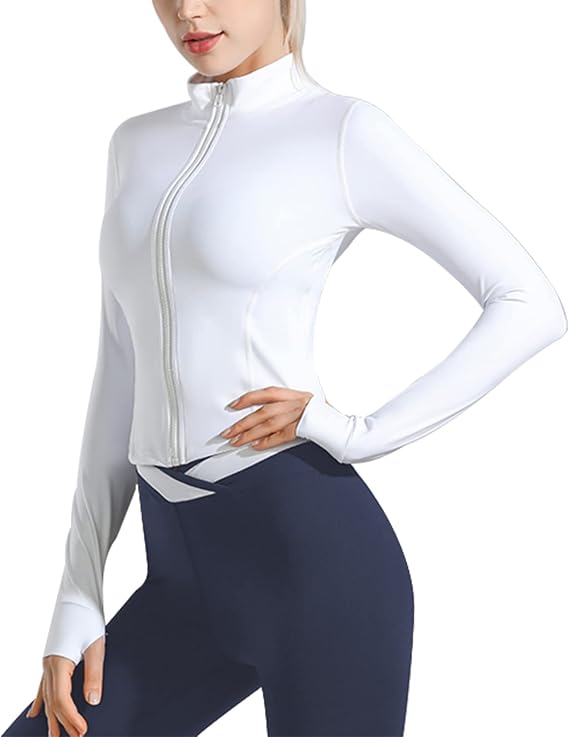 Women's Workout Jacket Full Zip Running Jacket, Lightweight Athletic Jacket with Thumb Holes