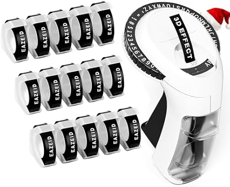 Embossing Label Maker Machine with 15 Rolls Tapes, Vintage Label Maker, Manual Embossed Labeler with 9mm 3D Plastic Embossing Label Tapes Waterptoof, Omega Home Embosser for DIY & Crafting