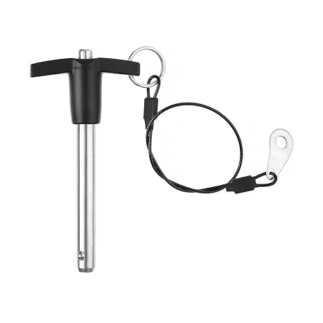 T Handle Quick Release Pin 3/8 Inch Diameter ,Stainless Steel Ball Locking Pin with Push Button Lanyard Cable Usable Length 2.36"(9.5*60mm)
