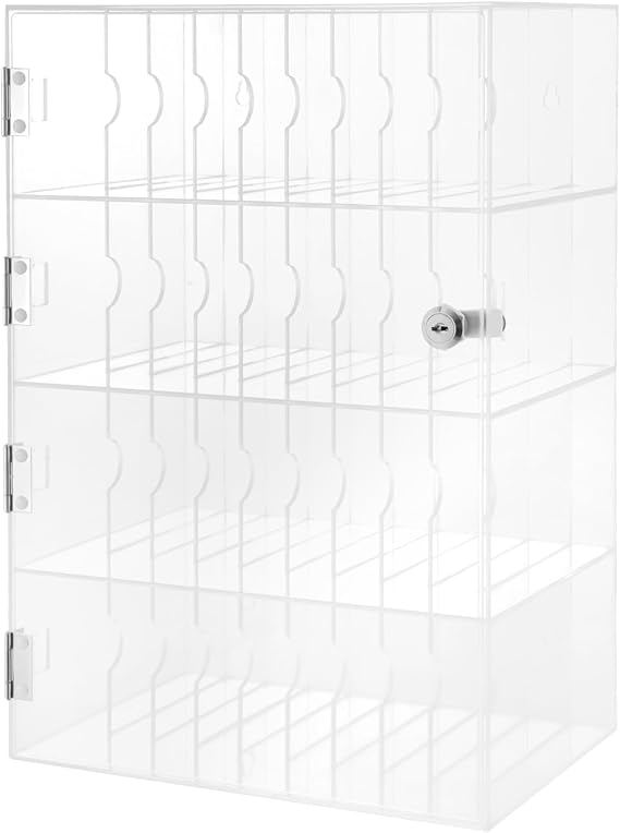 40 Slots Cell Phone Locker, Clear Storage Cabinet for Pocket Chart Cell Phone with Lock Desktop or Wall Mounted Phone Lock Box for School Classroom Office Exam (4 Slots)