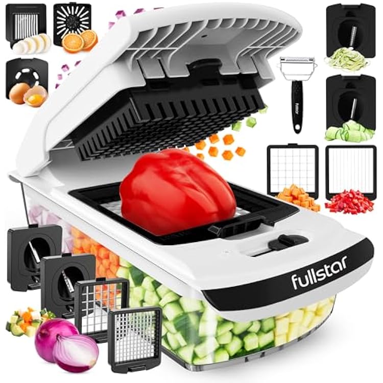 Fullstar The Original Pro Chopper - Vegetable Chopper and Spiralizer, Food Chopper with Container, Fruit Slicer, Kitchen Gadgets & Gifts, Home Essentials 9 in 1, Silver