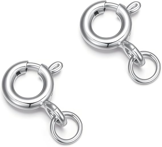 925 Sterling Silver Lobster Clasp for DIY Necklace Bracelet Jewelry Making, Double Spring Clasp with Closed Jump Rings, Necklace Extender Clasp Connector Bracelet Extension (Style 2)