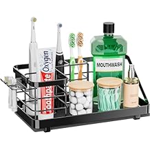 Toothbrush Holders Instant-Drying Organizer - Bathroom Countertop/Wall Mounted Electric Toothbrush Holder - Toothbrush Head Toothpaste Holder Bathroom Counter Organizers Storage Black