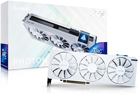 WEELIAO GUNNIR Intel Arc A770 Photon 16G OC White Graphics Card, 2400 Mhz Video Card,16GB 256-bit GDDR6,PCIE 4.0,1 HDMI,3 DP,3 Fans, TBP 285