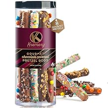 KREMERY Creamy Chocolate Cravings - Fathers Day Treats, Gift For Dad, Chocolate Covered Pretzel Rods Gift Basket with Candied Toppings (8 Pretzels) Sweet Treats in Clear Tube Kosher