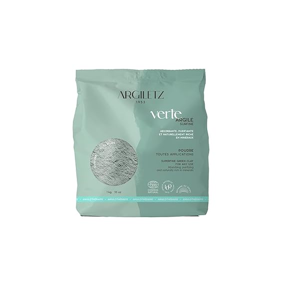 Argiletz Green Clay Surfine 2.2Lb/1Kg. 100% sourced and Produced in France.