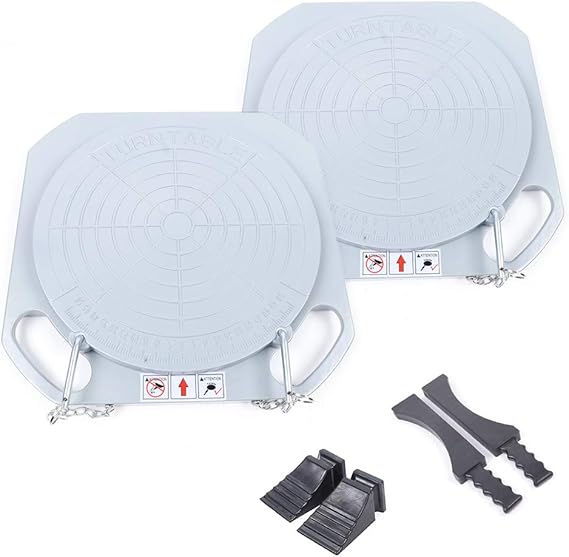 2PCS Wheel Alignment Turn Plates, 345mm Wheel Durable Car Truck Front End Wheel Alignment Turn Plate Table Tool Kits, 360 Rotate with Transition Bridges & Thrust Blocks
