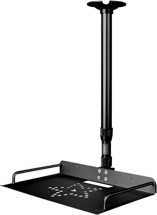 2-Be-Best Universal Projector Ceiling Mount with Tray, 14.5-23.2IN / 37-60CM Height Adjustable 360 Rotation Ceiling Projectors Mount Black