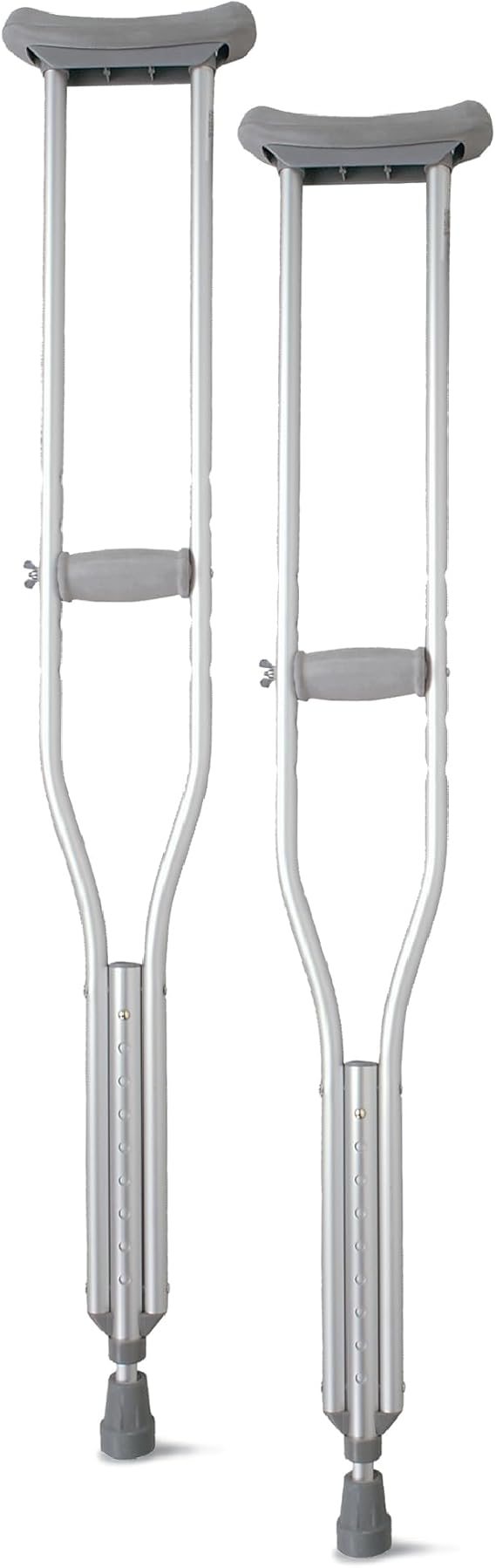 Medline Aluminum Crutches for Kids, Adults & Seniors, Walking Aid, 300 LB Weight Capacity,1 Pair, Fitting 5'2" - 5'10"