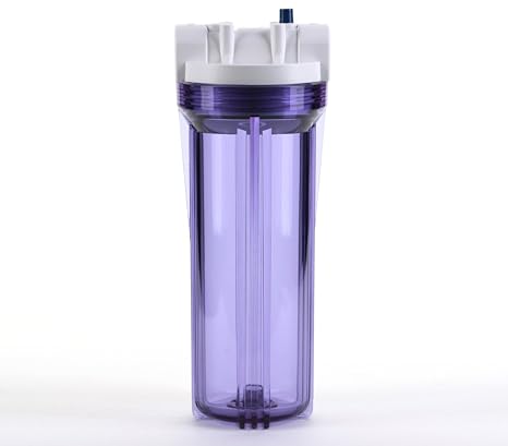 Hydronix HF3-10CLWH34PR, 10" Clear Housing with White Rib Cap for RO & Filtration Systems, 3/4" Ports with Relief Button