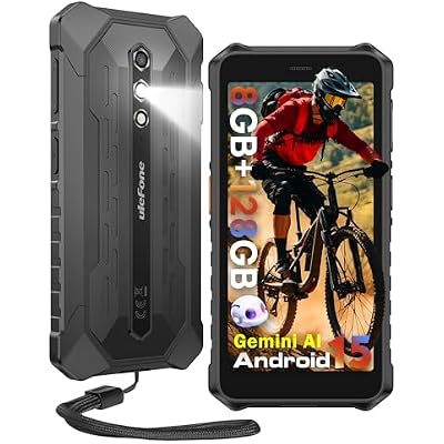Ulefone RugKing 2 Pro Rugged Phone, 844 GB128GB Octa-Core, 4500mAh, Android 15 Waterproof Phone, 5.45 HD Corning Gorilla Screen, 13MP5MP Camera, Dock Charging, Al AssistantGemini, Black