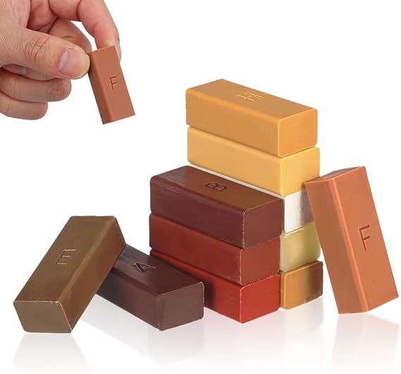 11 pcs Wood Floor Scratch Repair Wax Blocks Vinyl Floor Repair Kit Laminate Flooring LVP Hardwood Scratch Remover Melting Wax Blocks for Furniture Cabinet Hole Dent