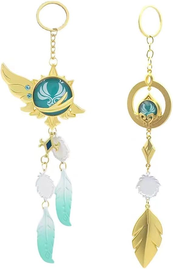 TaiCy Game characters Vision Keychain,Kunikuzushi and Venti Vision Keychain,Game Character Cosplay Keyring Pendant Accessories