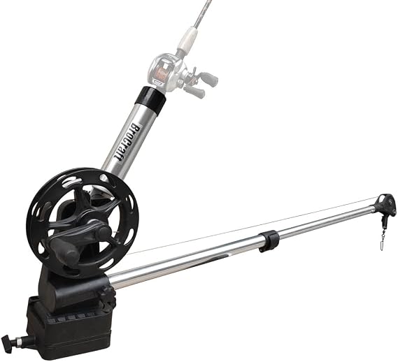 Brocraft Manual Downrigger for Boat Trolling - Aluminum Telescopic Boom & Marine-Grade Plastic,Swivel Base