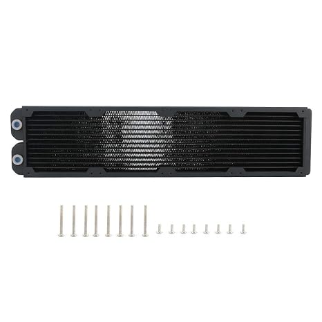 Copper 480mm, High Performance Water Cooling with 14 Tubes for Extreme PC Cooling and Overclocking, Brass Chamber Copper Fin Design