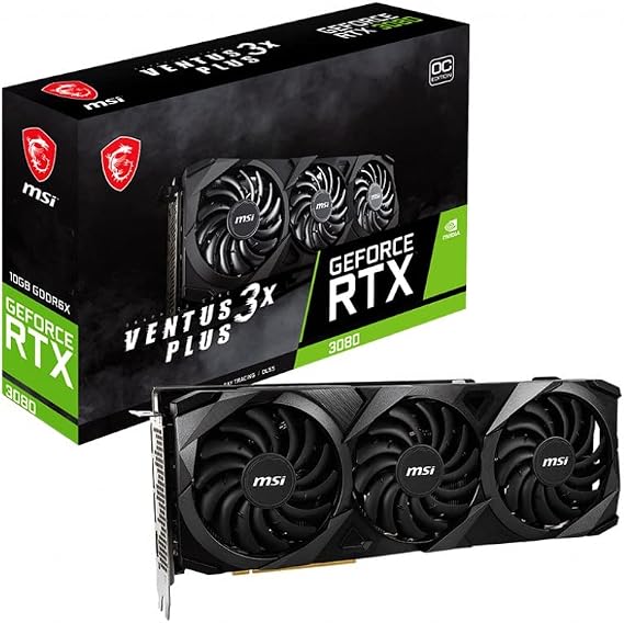 MSI Gaming GeForce RTX 3080 LHR 10GB GDRR6X 320-Bit HDMI/DP Nvlink Torx Fan 3 Ampere Architecture OC Graphics Card (RTX 3080 Ventus 3X Plus 10G OC LHR)