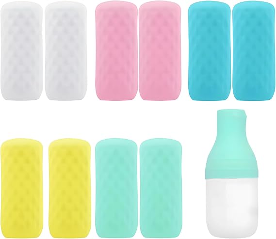 10 PCS Silicone Bottle Covers for Travel, Spill Proof Bottle Cover,Reusable Cosmetic Silicone Sealing Cap for Beach Vacation Essentials, Travel Size Toiletries Accessories