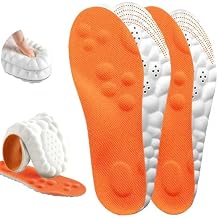 4D Cloud Insoles for Men Women, Plantar Fasciitis Insole, Memory Foam Cloud Insoles, Trim to Fit Arch Support for Foot, Comfort Breathable - 2 Pairs (Orange, Men 10-11/ Women 12-13)