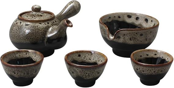 Korean Style Porcelain Tea Ceremony Complete Service Gift Set Ceramic Pottery 11.8 oz (350ml) Side Handle Tea Pot Cups Teapot Pitcher Bowl for Cooling Hot Water