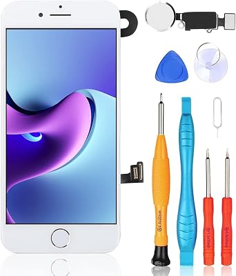 Ayake for iPhone 7 Plus Screen Replacement with Home Button White, Full Assembly LCD Display Touch igitizer with Front Camera+Earpiece Speaker+Proximity Sensor+Tools for A1661, A1784, A1785