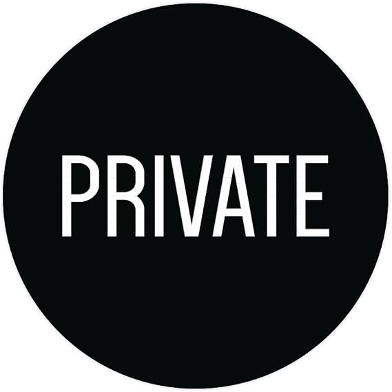 Circle Private Wall/Door Sign - Black (Medium)
