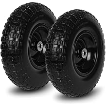 Taifa 2 PCS 13 Inch Rubber Solid Flat Free Replacement Tires and Wheels 4.00-6 with 5/8'' Axle Bore Hole, Air Less Wheel for Wheelbarrow/Wagon/Hand Truck/Trolley/Garden Scooter etc.