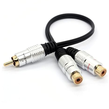 RCA Male to 2 Phono Female Y Splitter Cable Adapter Cord, 0.3 Metre