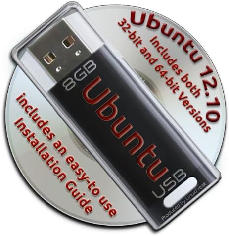 Ubuntu Linux 12.10 Live Bootable 8GB USB Flash Drive - Both 32-bit and 64-bit