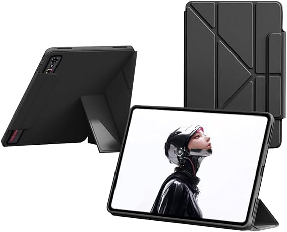 Protective Case for RedMagic Astra, Multi-Angle Folding Stand Bracket Tablet Sleeves Cover, All-inclusive Protection Case, Slim Smart Lightweight, Auto Wake/Sleep Function (Black)