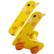 HOMSFOU 12 Scale Miniature Dollhouse Storage Trolley Cart Giraffe Design, Small Wooden Doll House Accessory for Micro-Scene Decor and Tiny Stuff Organization