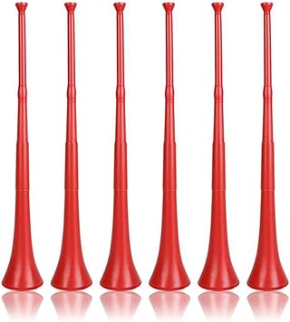 Vuvuzela - South African Style Collapsible Horn, Red (Pack of 6)