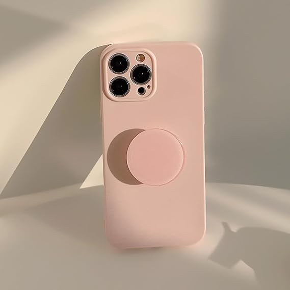 iPhone14 Pro Max用 キャンディカラー ホルダー付き 耐衝撃ケース 無地 ソフトシリコンバンパーカバー（iPhone14 Pro Max用/ピンク）