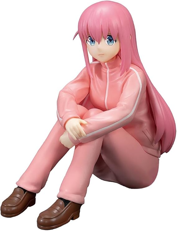 QAHEART Goto Hitori Figure Statue Model, 10CM Anime Figure Pink Sportswear Sitting Pose Goto Hitori Action Figure, PVC Hand