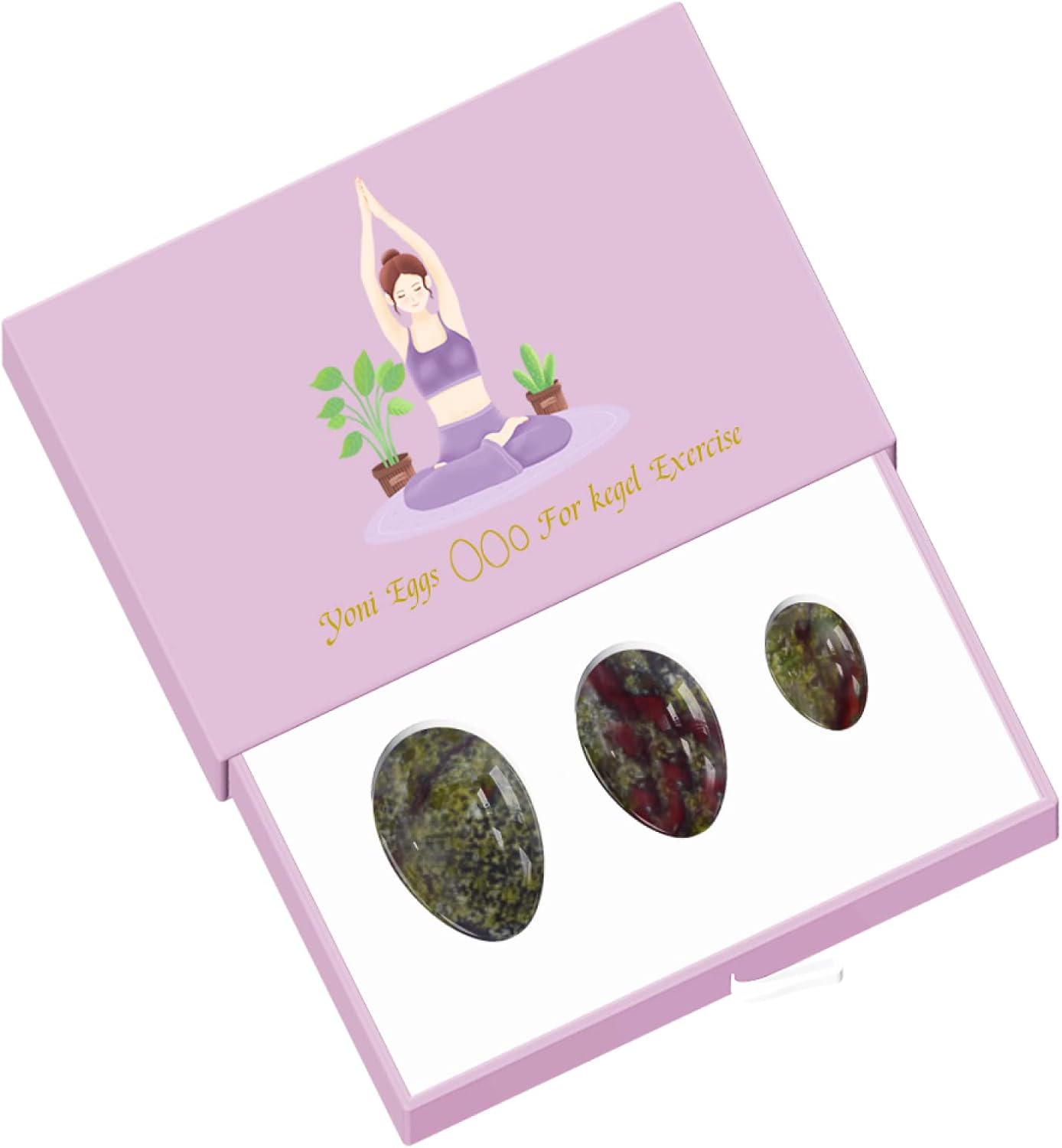 Yoni Egg Feminine Ball Natural Dragon Blood Stone Kegel Exercise Jade Kegel Ball,Undrilled with Box
